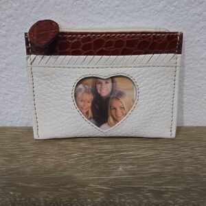 Brighton Cream and Dark Red Patterned Coin Pouch and Card Holder NWOT